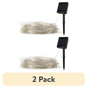 (2 pack) Mainstays Solar Power 200-Count Warm White Fairy LED Wire String Lights Garden Decorative
