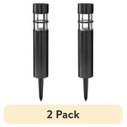 (2 pack) Mainstays Solar Powered Black Bollard Landscape Path Light, 10 Lumens