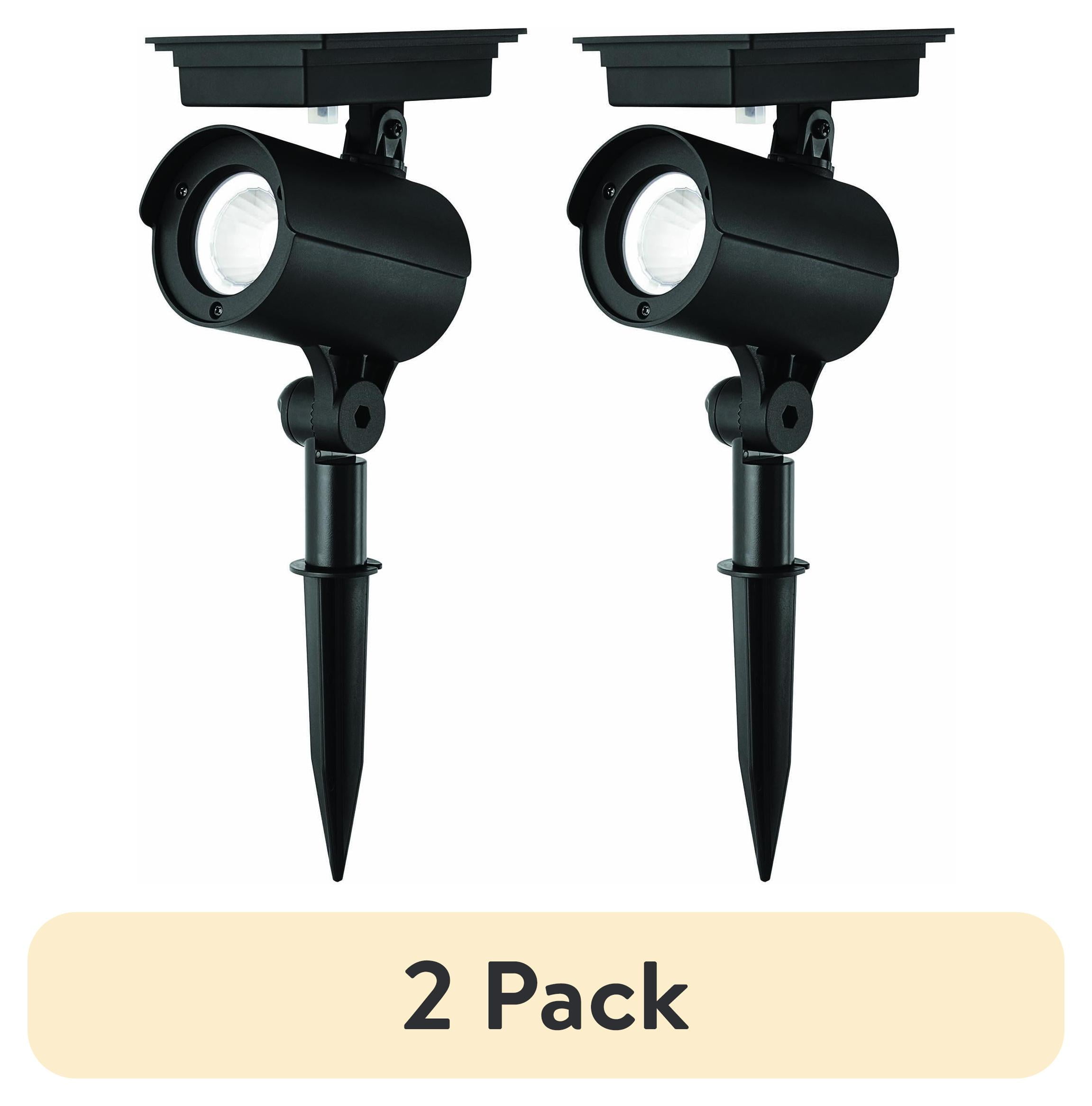 (2 pack) Mainstays Solar Powered Black LED Landscape Spot Light, 60 Lumens (2 Count)