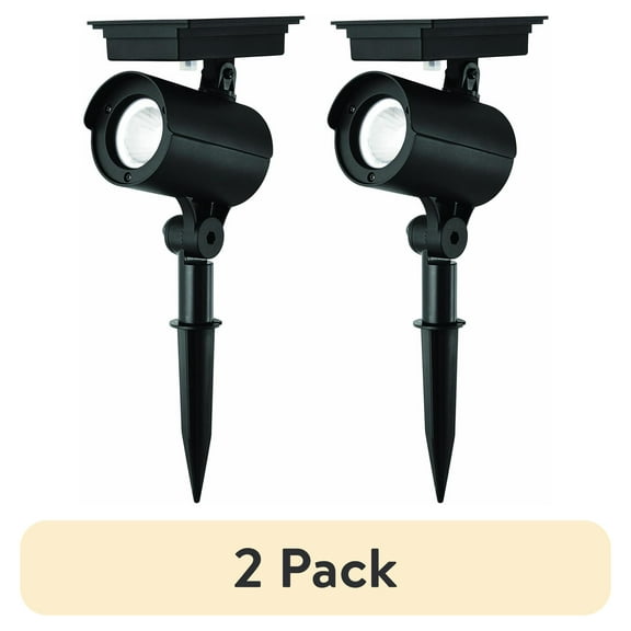 (2 pack) Mainstays Solar Powered Black LED Landscape Spot Light, 60 Lumens (2 Count)
