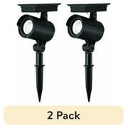 2 pack Mainstays Solar Powered LED Landscape Spot Light, Black, 60 Lumens, 2 Count