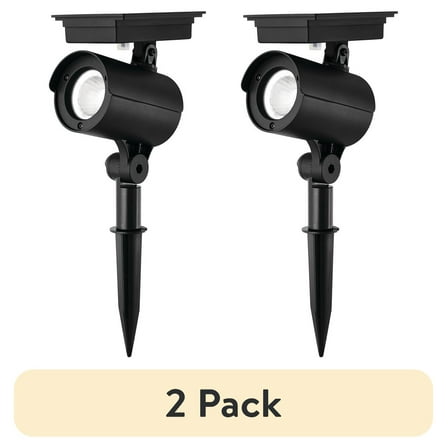 (2 pack) Mainstays Solar Powered Black LED Landscape Spot Light, 60 Lumens
