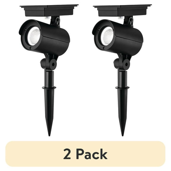(2 pack) Mainstays Solar Powered Black LED Landscape Spot Light, 60 Lumens