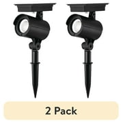2 pack Mainstays Solar Powered Black LED Landscape Spot Light, 60 Lumens