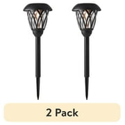 2 pack Mainstays Solar Powered Black Lattice LED Walkway Light with Glass Lens, 8 Lumens