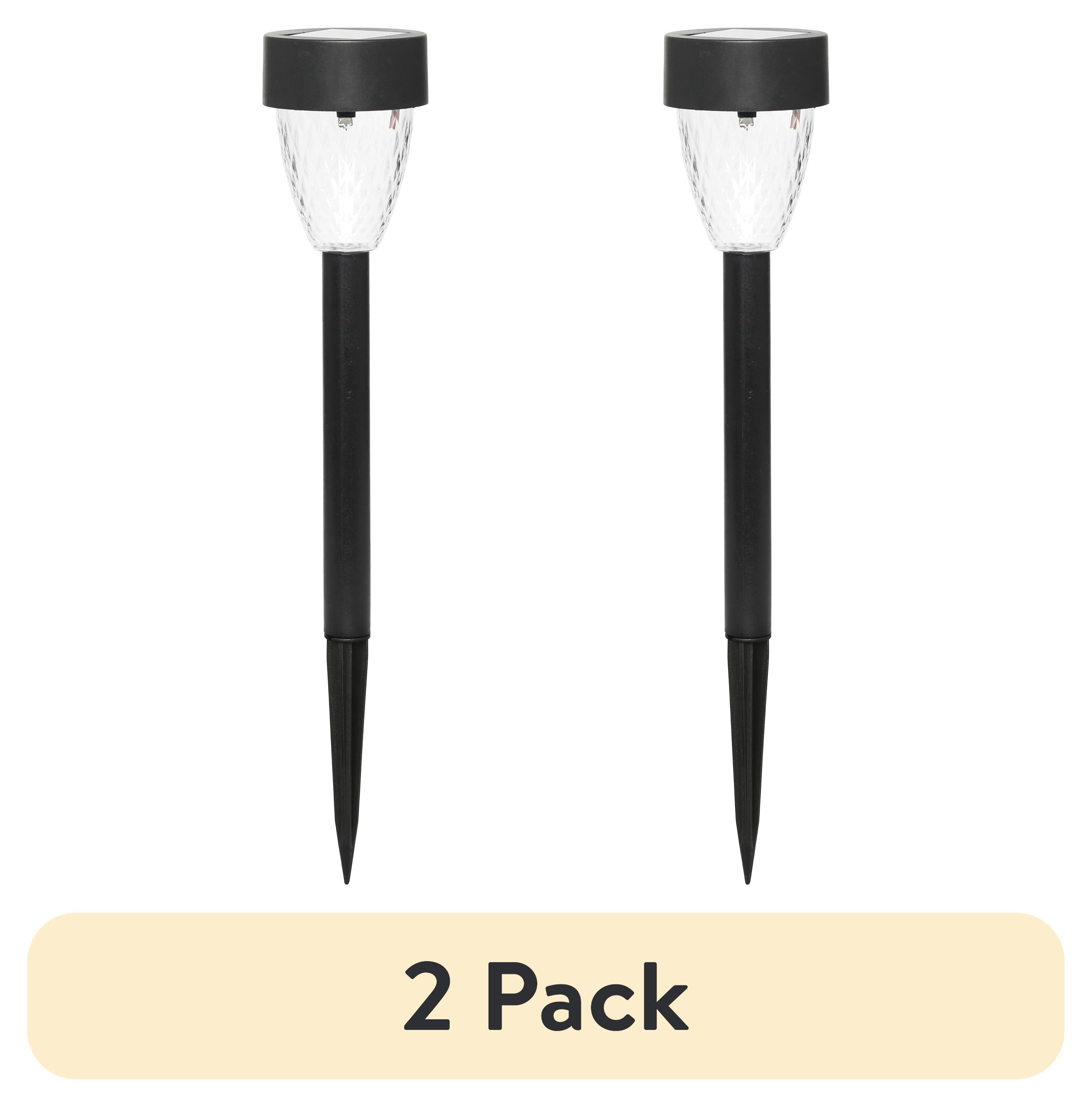 (2 pack) Mainstays Solar Powered Black Tapered LED Path Light, 5 Lumens