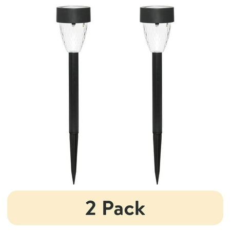 (2 pack) Mainstays Solar Powered Black Tapered LED Path Light, 5 Lumens