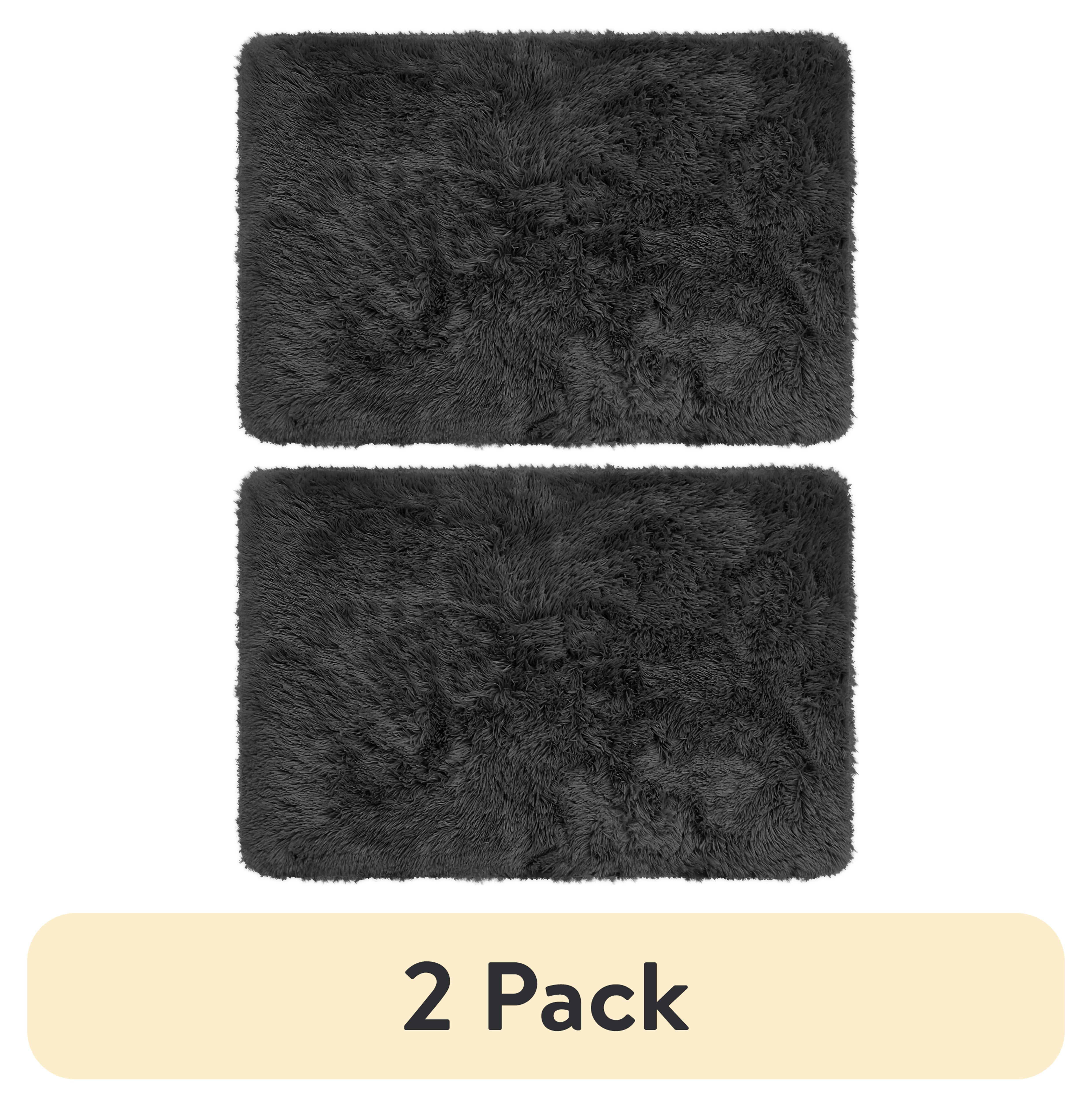 Free Shipping! Mainstays Fluffy Shag Area Rug 2 Pack 36x56 Black
