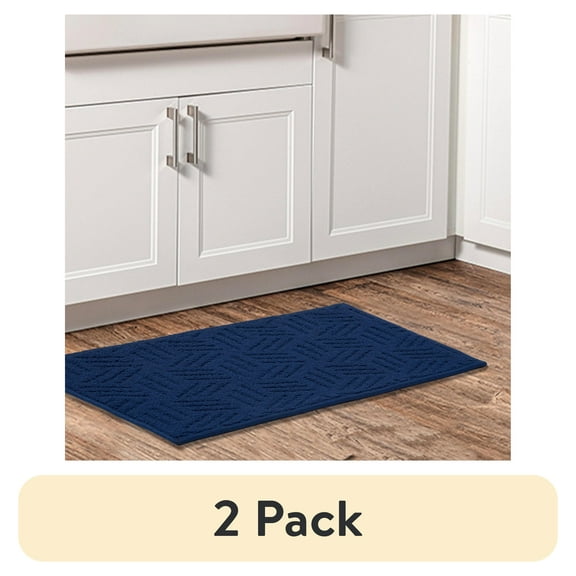 (2 pack) Mainstays Solid High Low Loop Kitchen Mat 18"x 27" Navy Blue