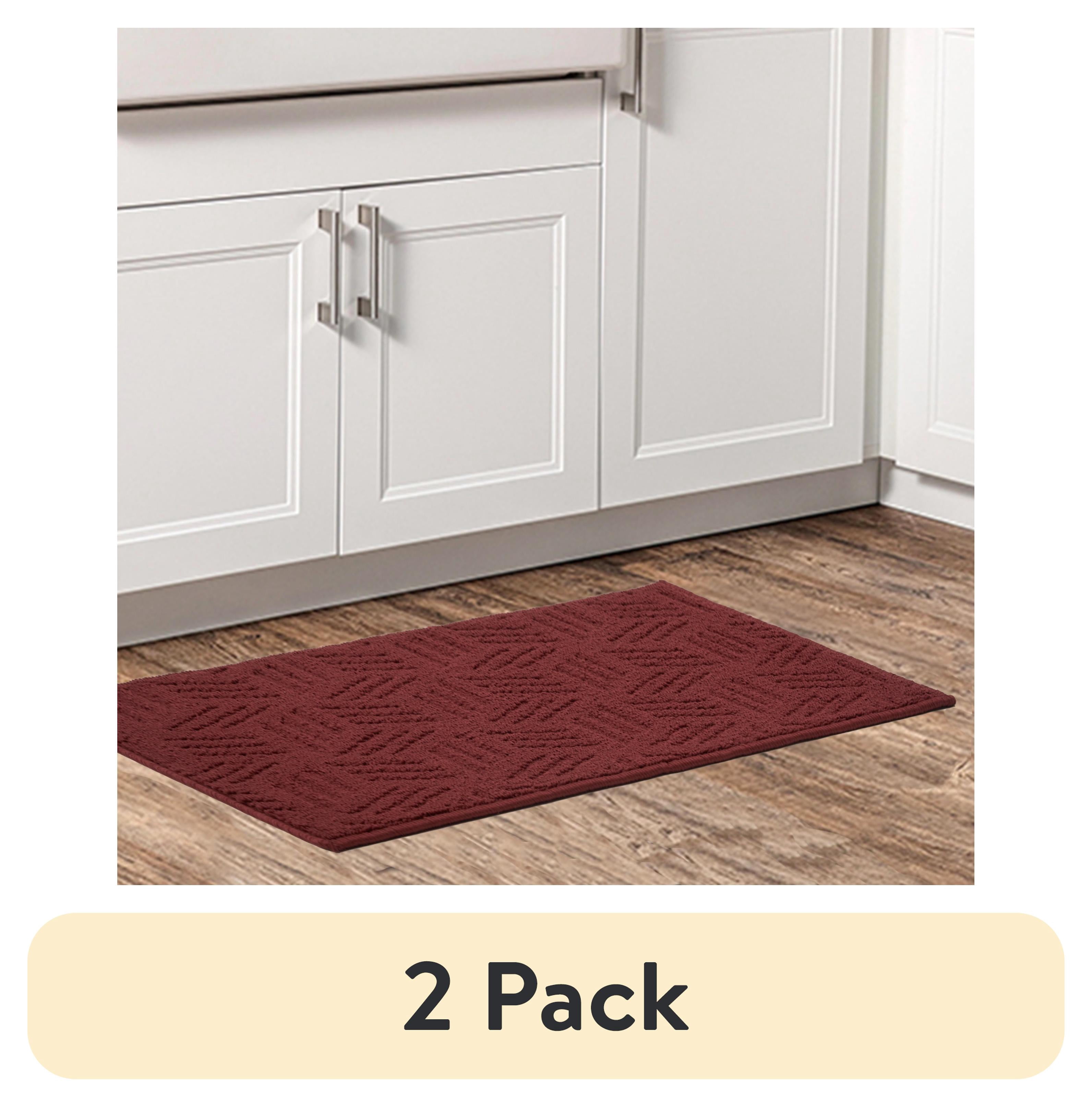 (2 pack) Mainstays Solid High Low Loop Kitchen Mat 18"x 27" Red Sedona