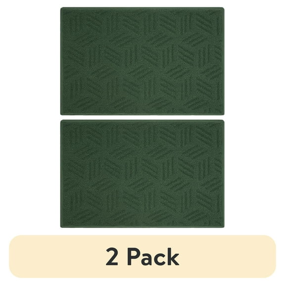 (2 pack) Mainstays Solid High Low Loop Kitchen Mat 18"x 27" Sage Green
