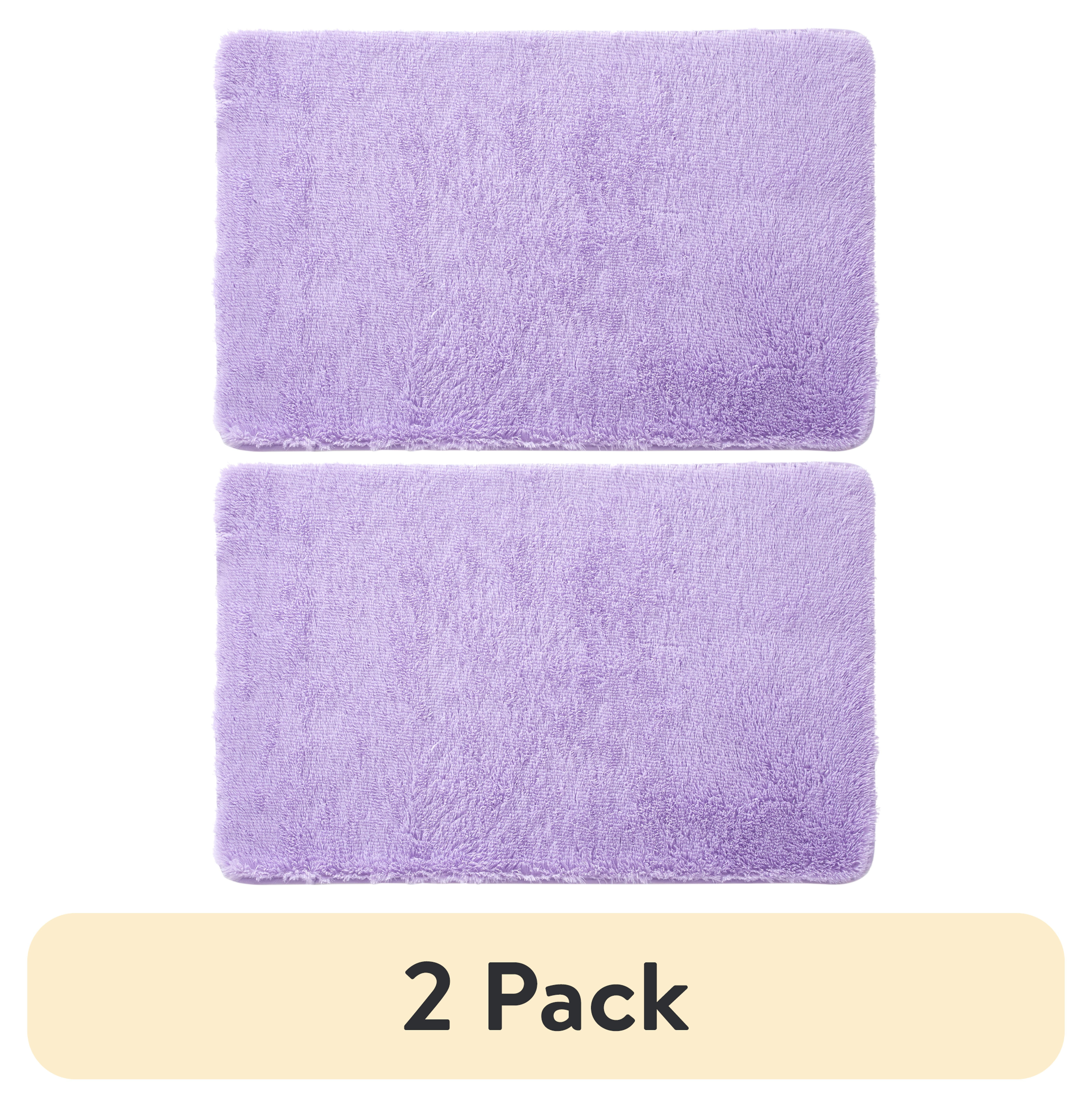 (2 pack) Mainstays Solid Purple Fluffy Shag Faux Fur Area Rug, 36" x 56"