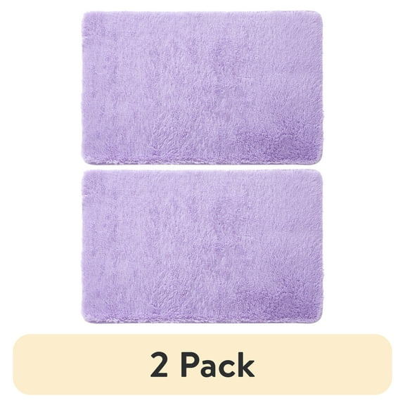 (2 pack) Mainstays Solid Purple Fluffy Shag Faux Fur Area Rug, 36" x 56"