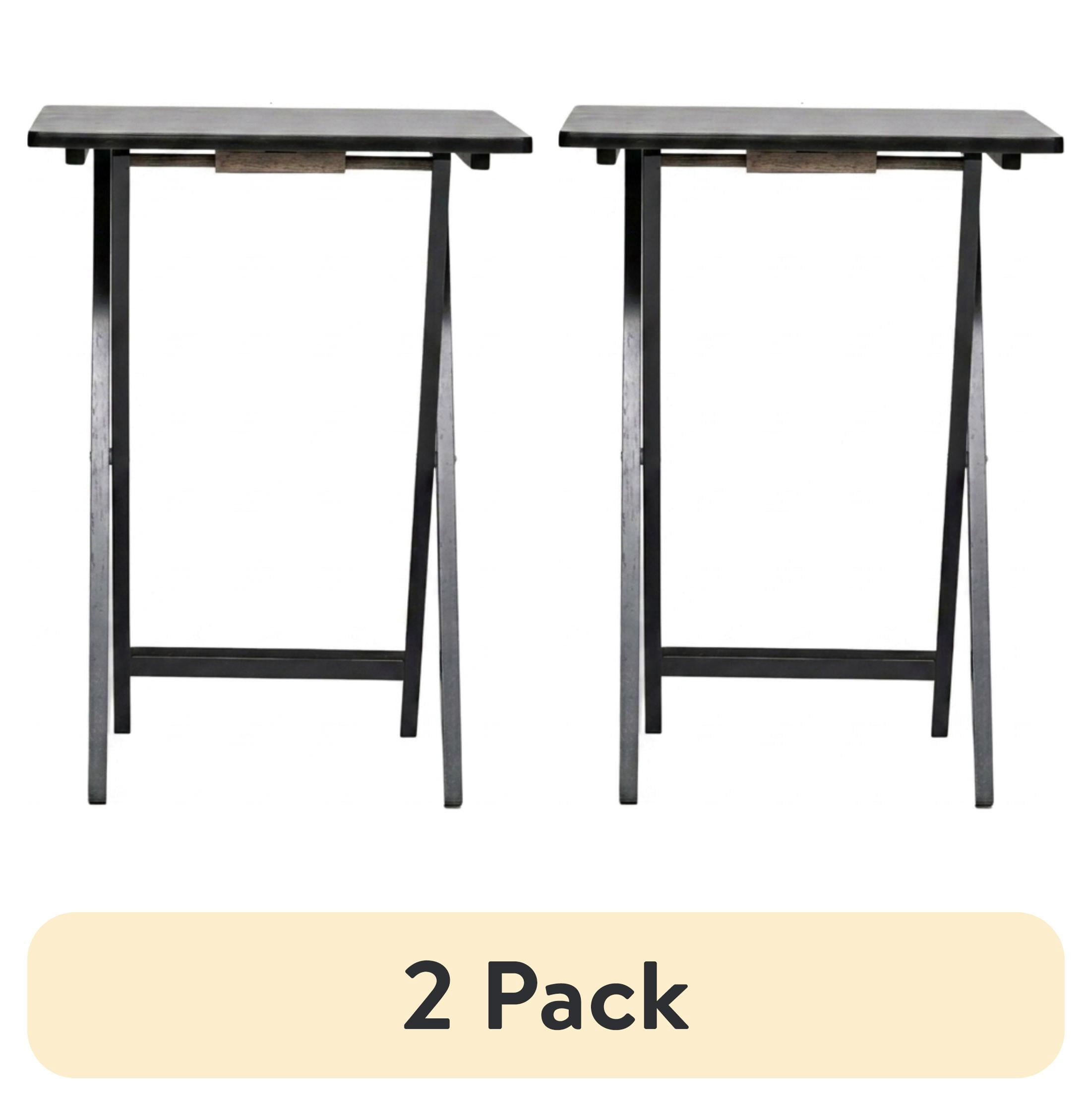 (4 pack) Mainstays Solid Rubberwood Folding TV Tray Tables, Set of 2, Black