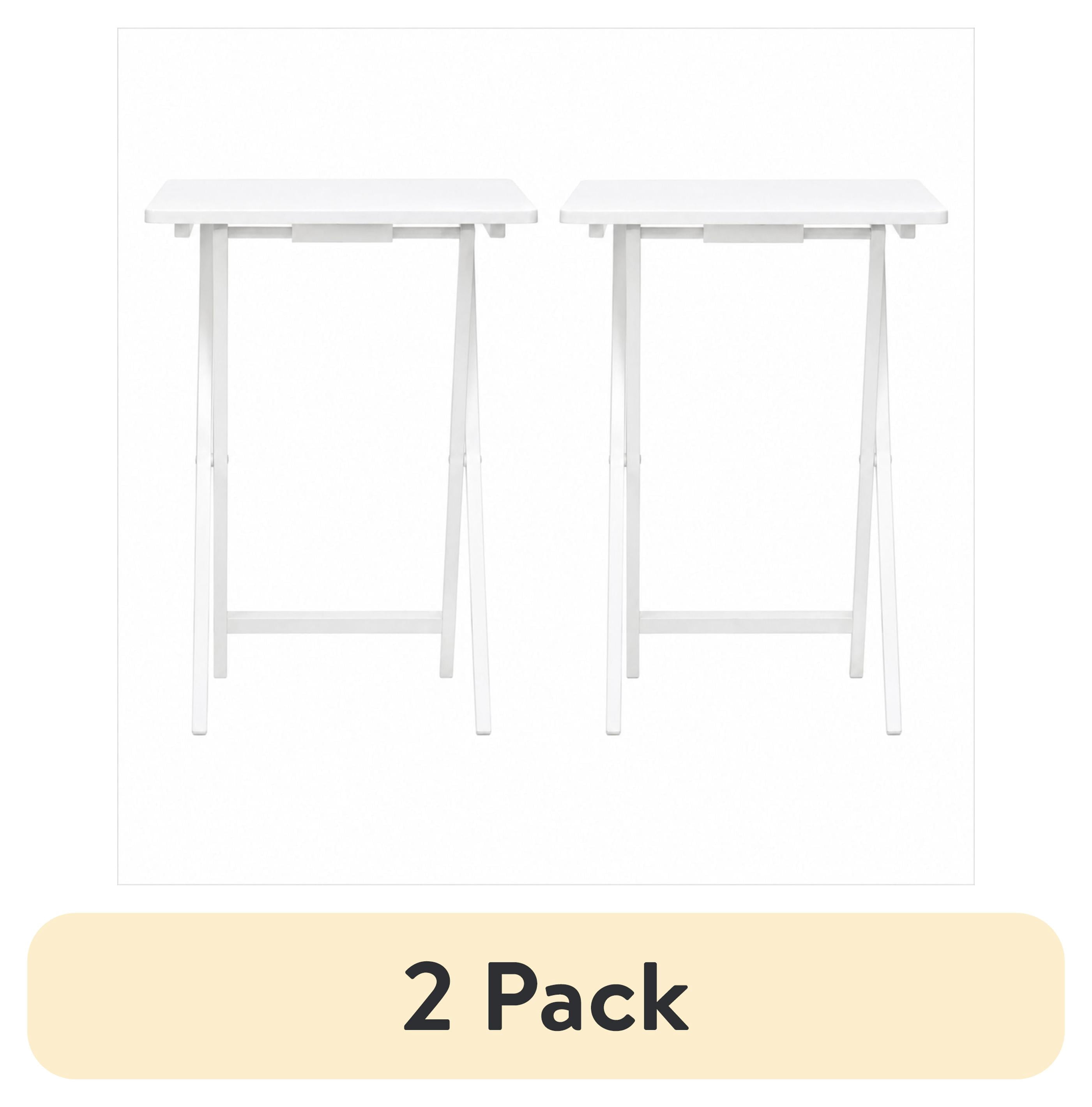 (4 pack) Mainstays Solid Rubberwood Folding TV Tray Tables, Set of 2, White