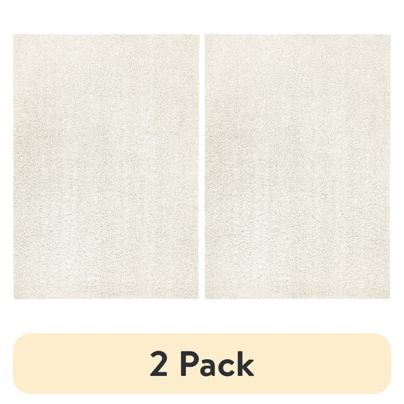 (2 pack) Mainstays Solid Shag Indoor Area Rug, Ivory, 3 ft x 4 ft 8 in