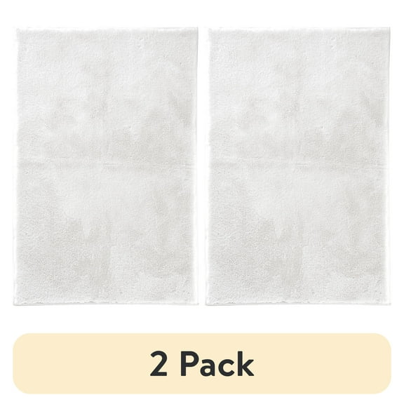 (2 pack) Mainstays Solid Soft Rabbit Faux Fur Area Rug Ivory,30x46"