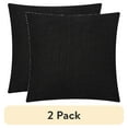 thumbnail image 1 of (2 pack) Mainstays Solid Texture Polyester Square Decorative Throw Pillow, 18" x 18", Black, 1 of 6