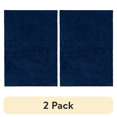 (2 pack) Mainstays Solid Traditional Navy Youth Shag Indoor Area Rug, 5'x7'