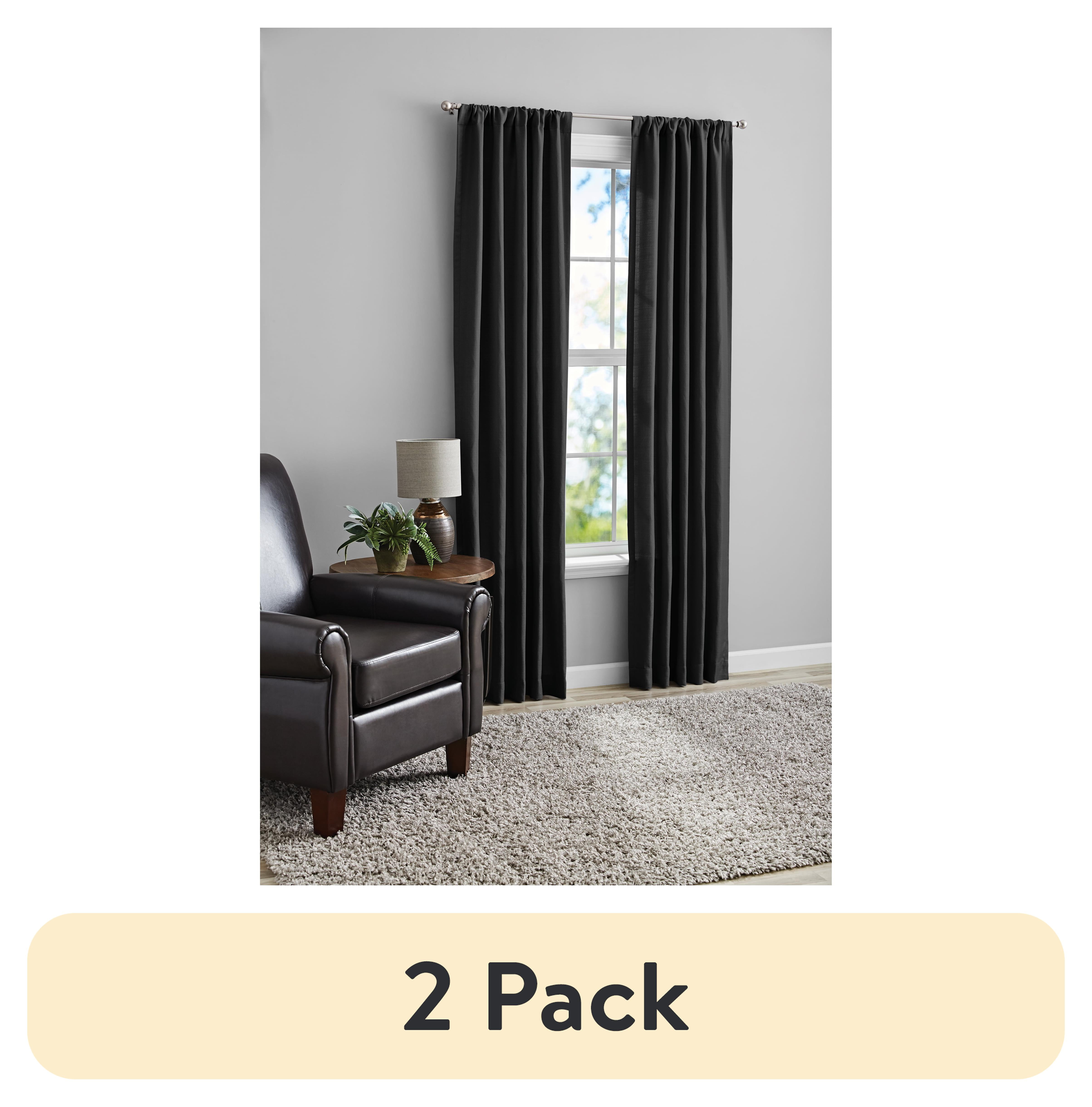 (2 pack) Mainstays Southport Light Filtering Rod Pocket Textured Curtain Panel, Set of 2, Charcoal Gray, 40” W x 84” L