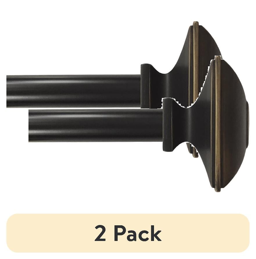 (2 pack) Mainstays 3/4" Square Adjustable Curtain Rod Set, 30-84", Black