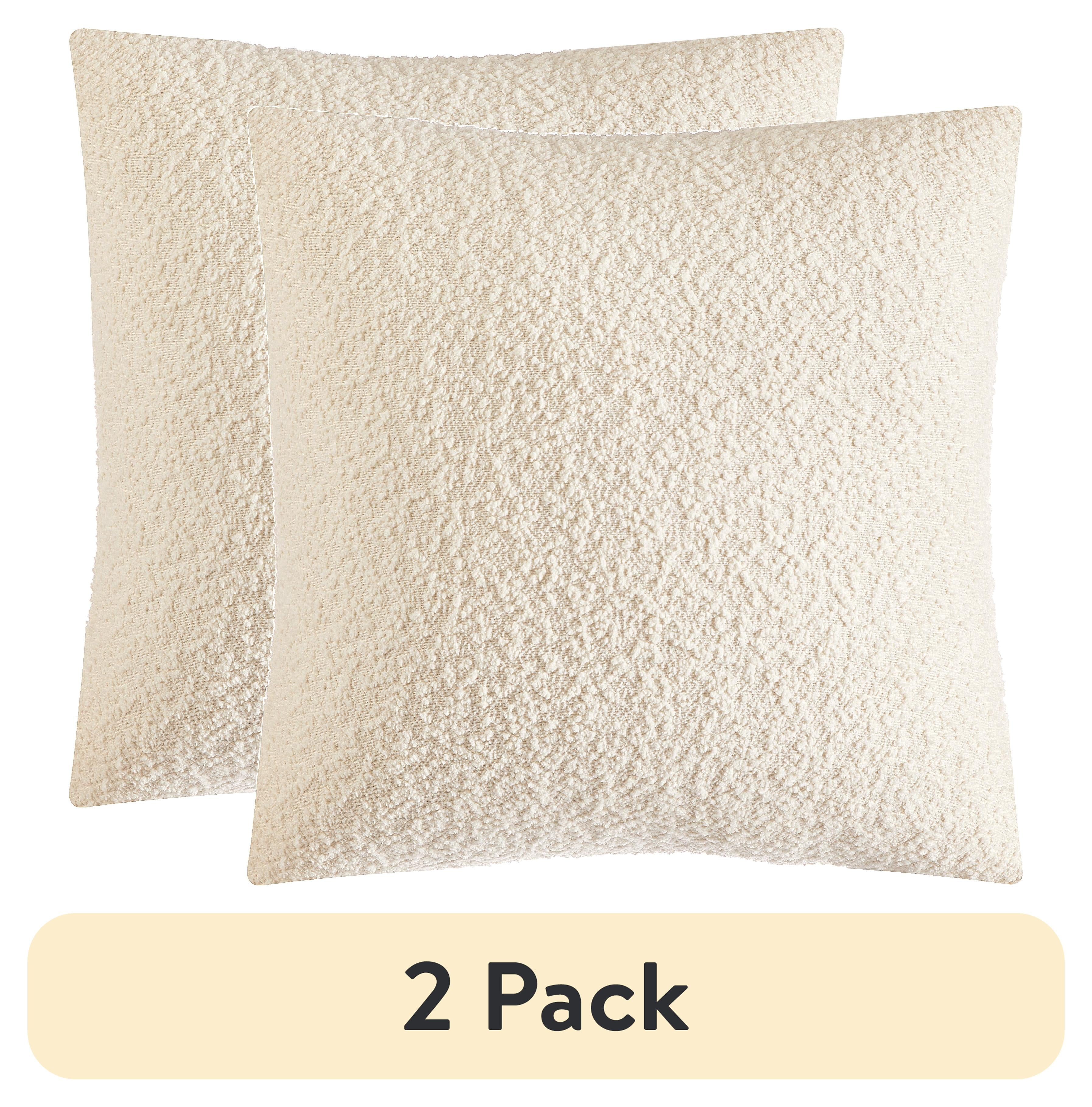(2 pack) Mainstays Square Boucle Ivory Decorative Pillow For Adults, 18 in x 18 in