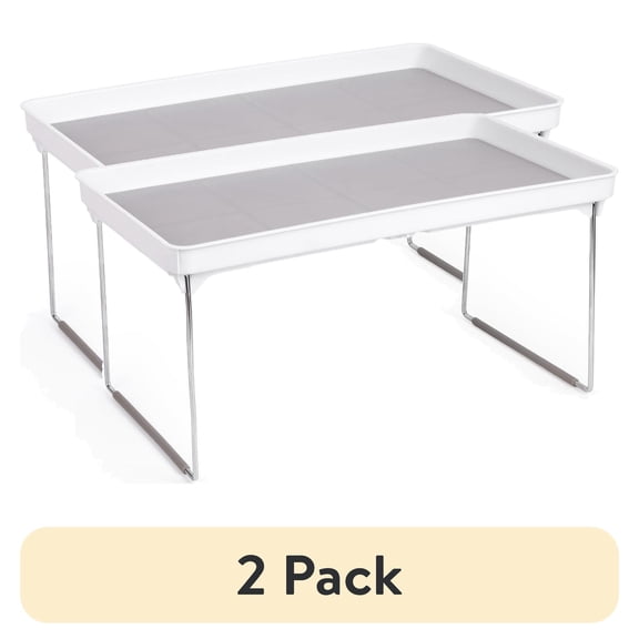 (2 pack) Mainstays Stackable Laundry Organizer Shelf, White