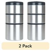 2 pack Mainstays Stacking Food Jar Insulated Food Storage Container, Stainless Steel, Round, 41 oz, Ideal Use for Workday Meals and Travel to Keep Meals Hot and Cold