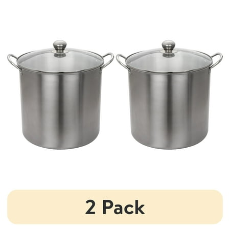(2 pack) Mainstays 21.5 Quart Stainless Steel Canning Pot with Rack, Dual Water Bath Canner and Steam Canner