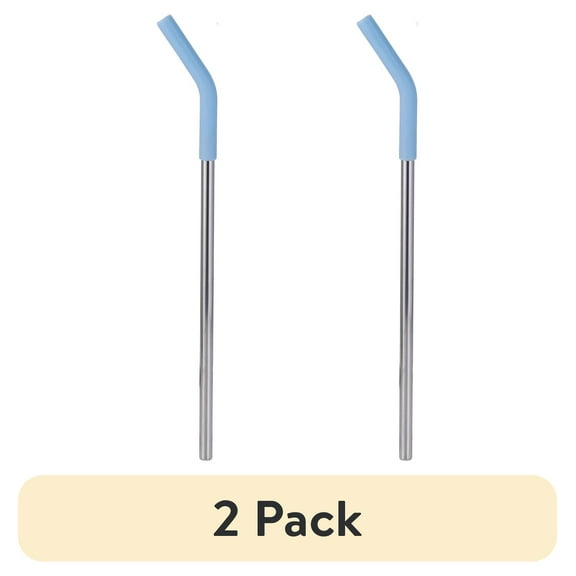 (2 pack) Mainstays Stainless Steel Straw Set，White，Black，Pink, Blue