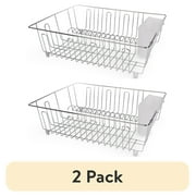 (2 pack) Mainstays Stainless Steel Kitchen Dish Drying Rack and Drainer, Rust-Resistant Countertop Dish Rack Organizer for Plates, Bowls, Cups and Utensils