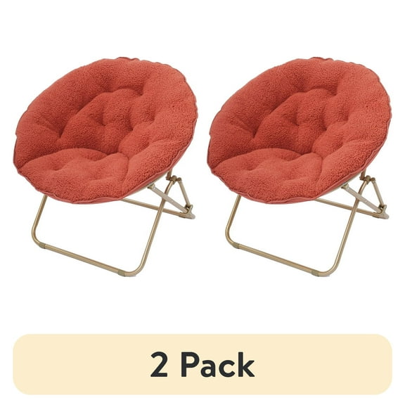 (2 pack) Mainstays Steel Padded Folding & Stacking Chairs, Red Canyon