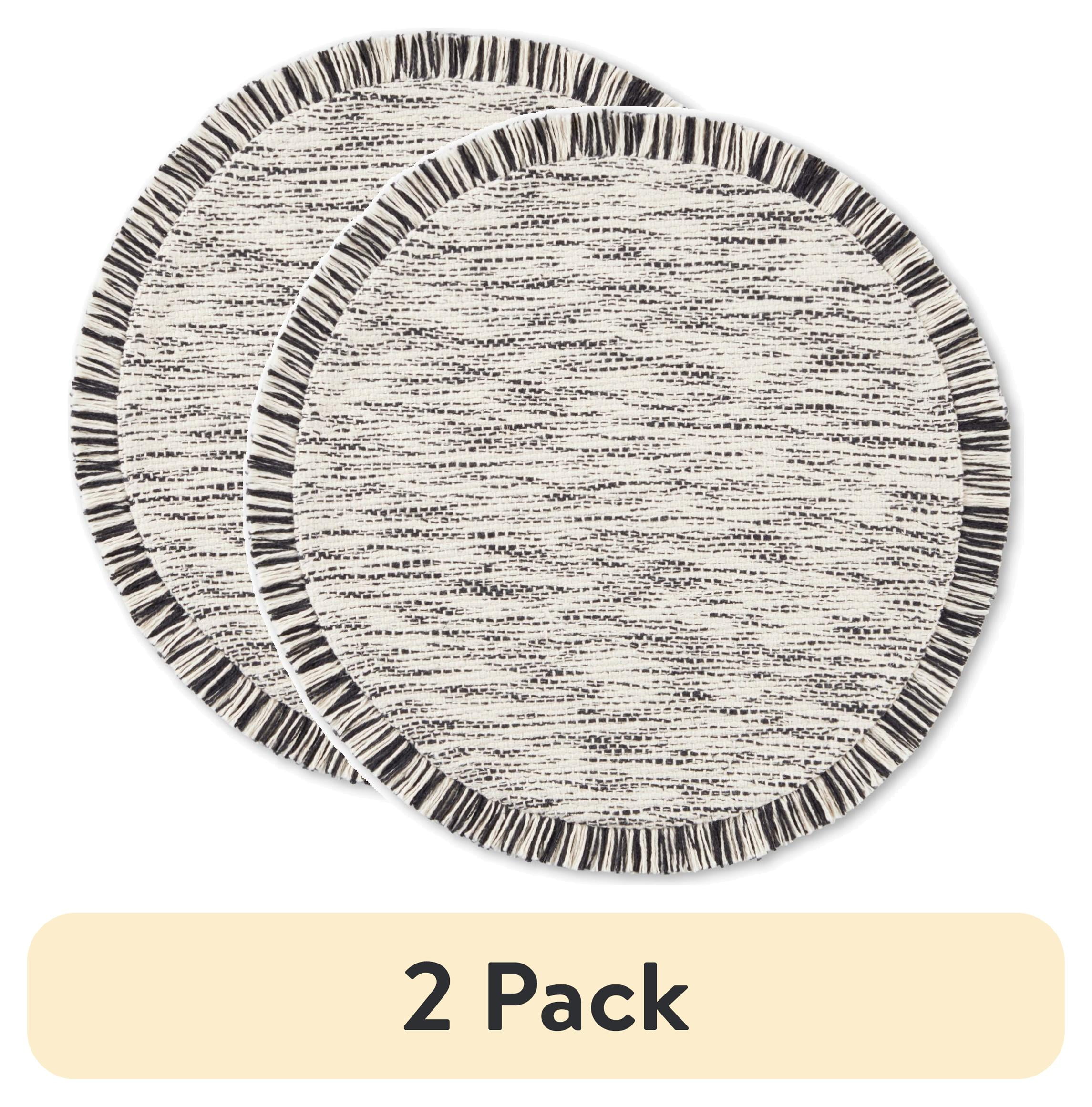 (2 pack) Mainstays Stripe Fringe Fabric Placemat, Black, 17" Round, 1 Piece - Walmart.com