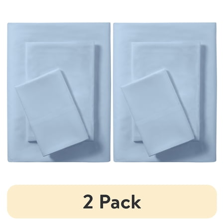 (2 pack) Mainstays Super Soft Brushed Microfiber Bed Sheet Set, Twin-XL, Placid Blue, 3 Piece
