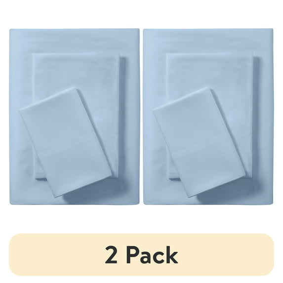 (2 pack) Mainstays Super Soft Brushed Microfiber Bed Sheet Set, Twin-XL, Placid Blue, 3 Piece