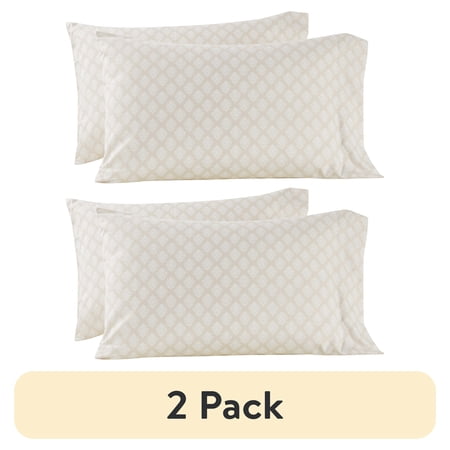 (2 pack) Mainstays Super Soft Brushed Microfiber Pillowcase Set, King, Papyrus Beige, 2 Pieces