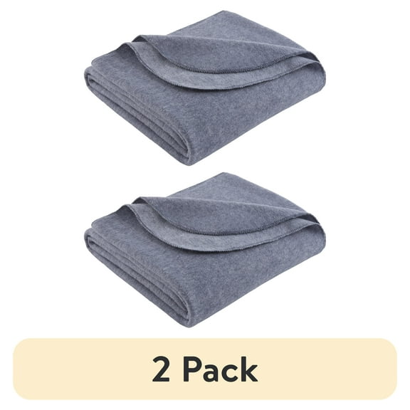 (2 pack) Mainstays Super Soft Fleece Blanket, Blue, Full/Queen