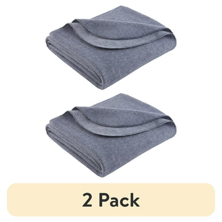 (2 pack) Mainstays Super Soft Fleece Blanket, Blue, Twin