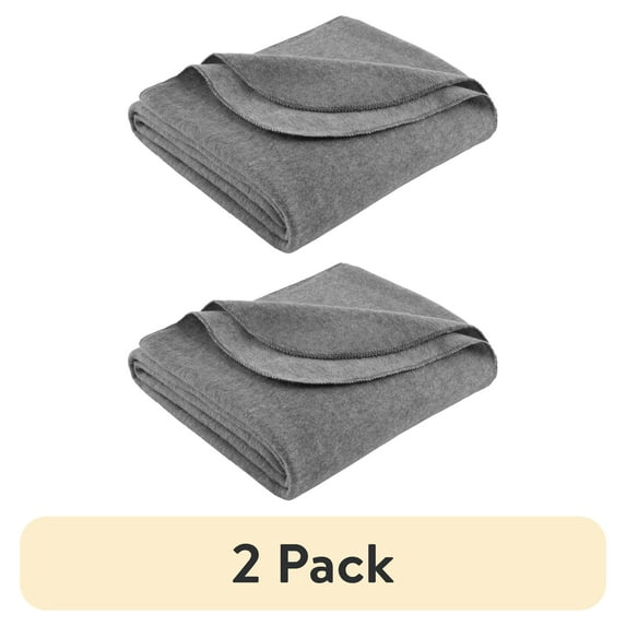 (2 pack) Mainstays Super Soft Fleece Blanket, Gray, Full/Queen, All Ages, Multi-Room Use