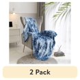 thumbnail image 1 of (2 pack) Mainstays Plush Throw Blanket, 50" x 60", Blue Tie Dye, 1 of 6