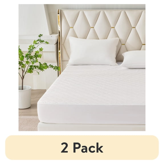 (2 pack) Mainstays Super Soft Quilted Mattress Pad, King, 76 in x 80 in