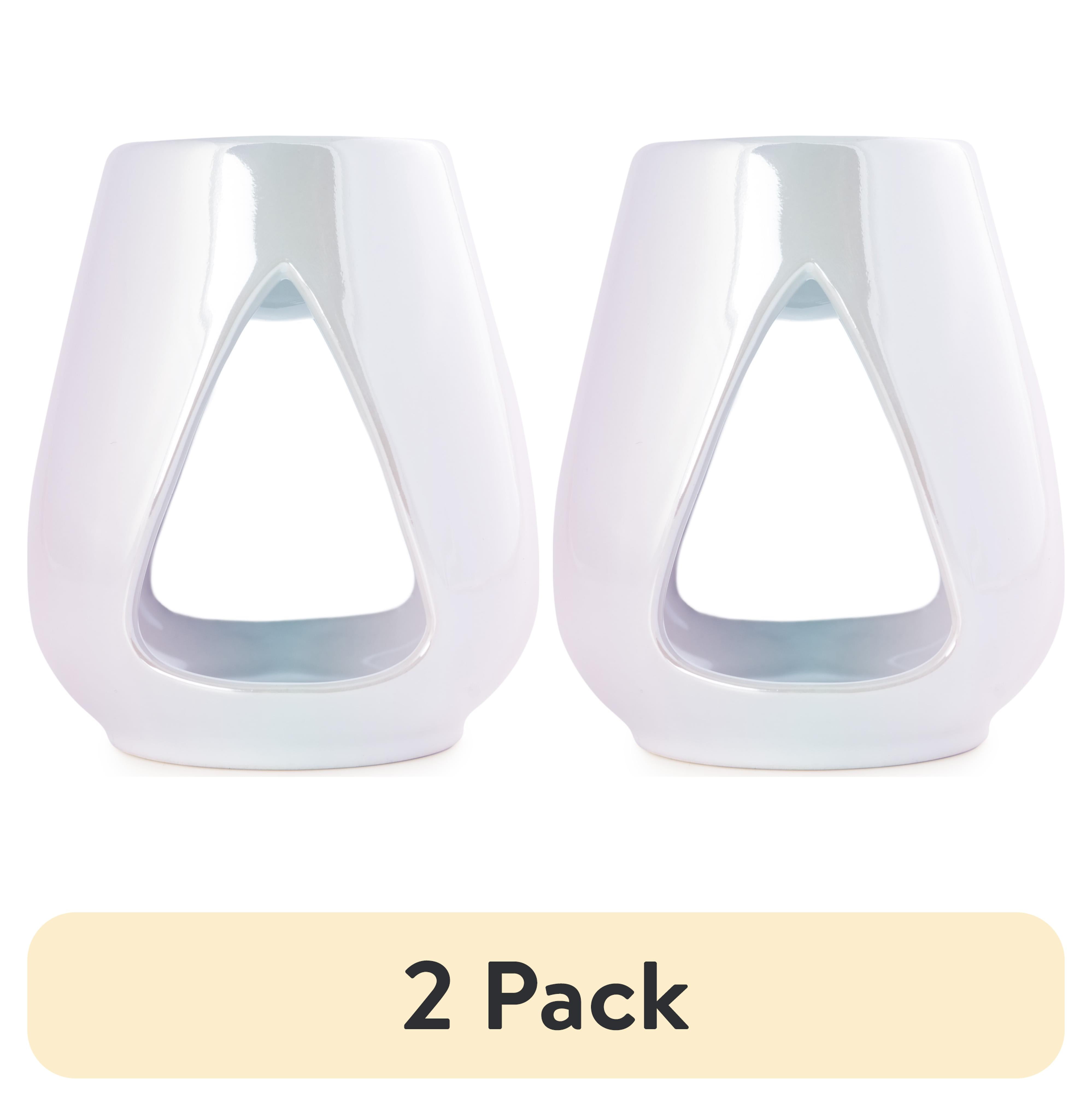 (2 pack) Mainstays Ceramic Tealight Wax Warmer, White Iridescent, 1 Pc