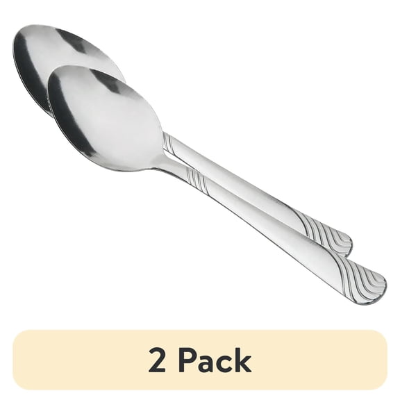 (2 pack) Mainstays Teaspoons Swirl Stainless Steel, Adult, 4 Piece Set, Silver