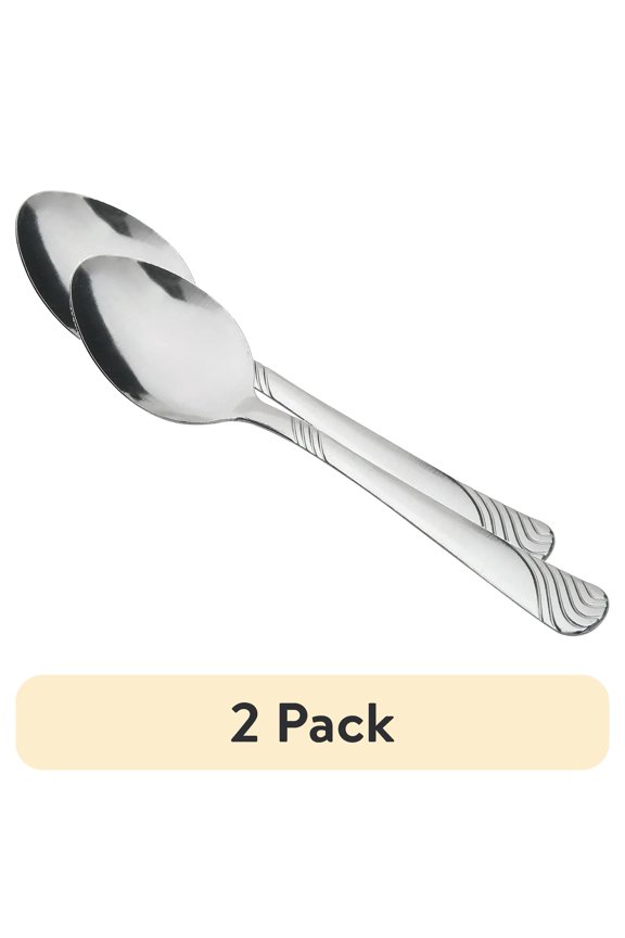 (2 pack) Mainstays Teaspoons Swirl Stainless Steel, Adult, 4 Piece Set, Silver