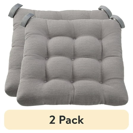 (2 pack) Mainstays Textured Chair Seat Pad (Chair Cushion), Gray Color, 1-Piece, 15.5" x 16"