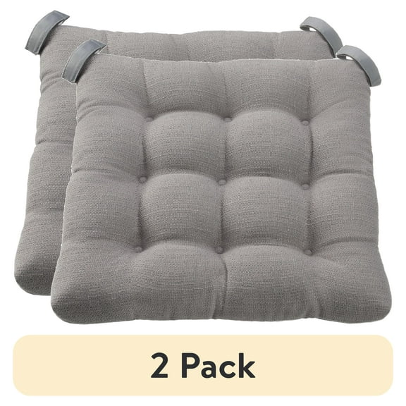 (2 pack) Mainstays Textured Chair Seat Pad (Chair Cushion), Gray Color, 1-Piece, 15.5" x 16"