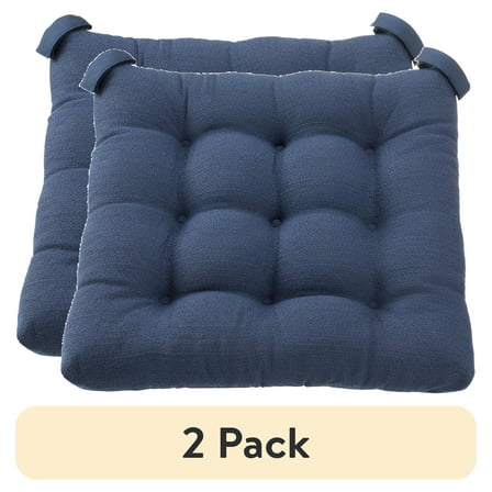 (2 pack) Mainstays Textured Chair Seat Pad (Chair Cushion), Navy Color, 1-Piece, 15.5" x 16"