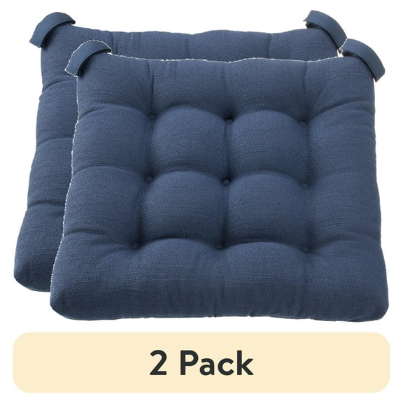 (2 pack) Mainstays Textured Chair Seat Pad (Chair Cushion), Navy Color, 1-Piece, 15.5" x 16"