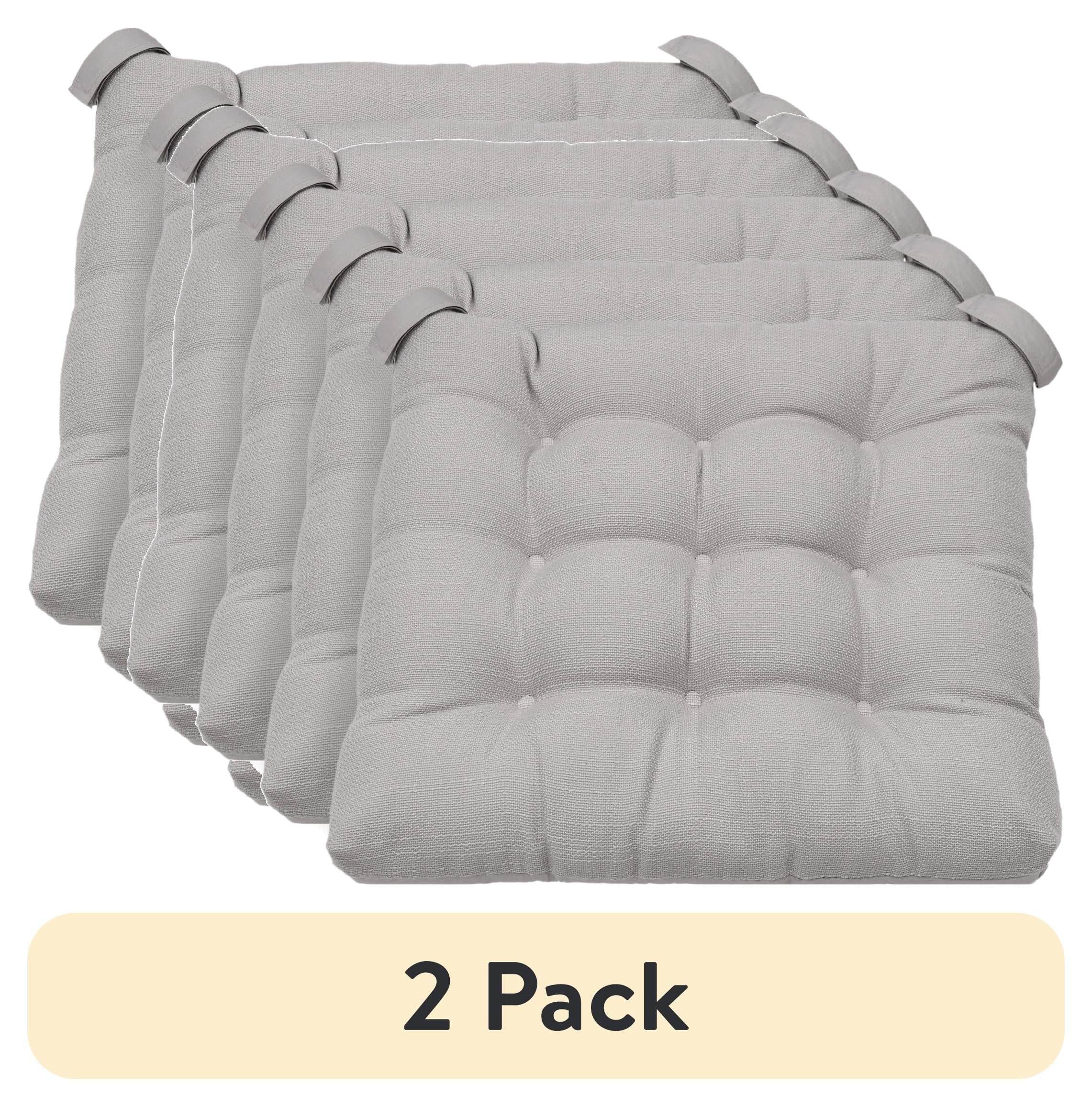 (2 pack) Mainstays Textured Chair Seat Pad (Chair Cushion), Silver Color, 4-Piece Set, 15.5" x 16"