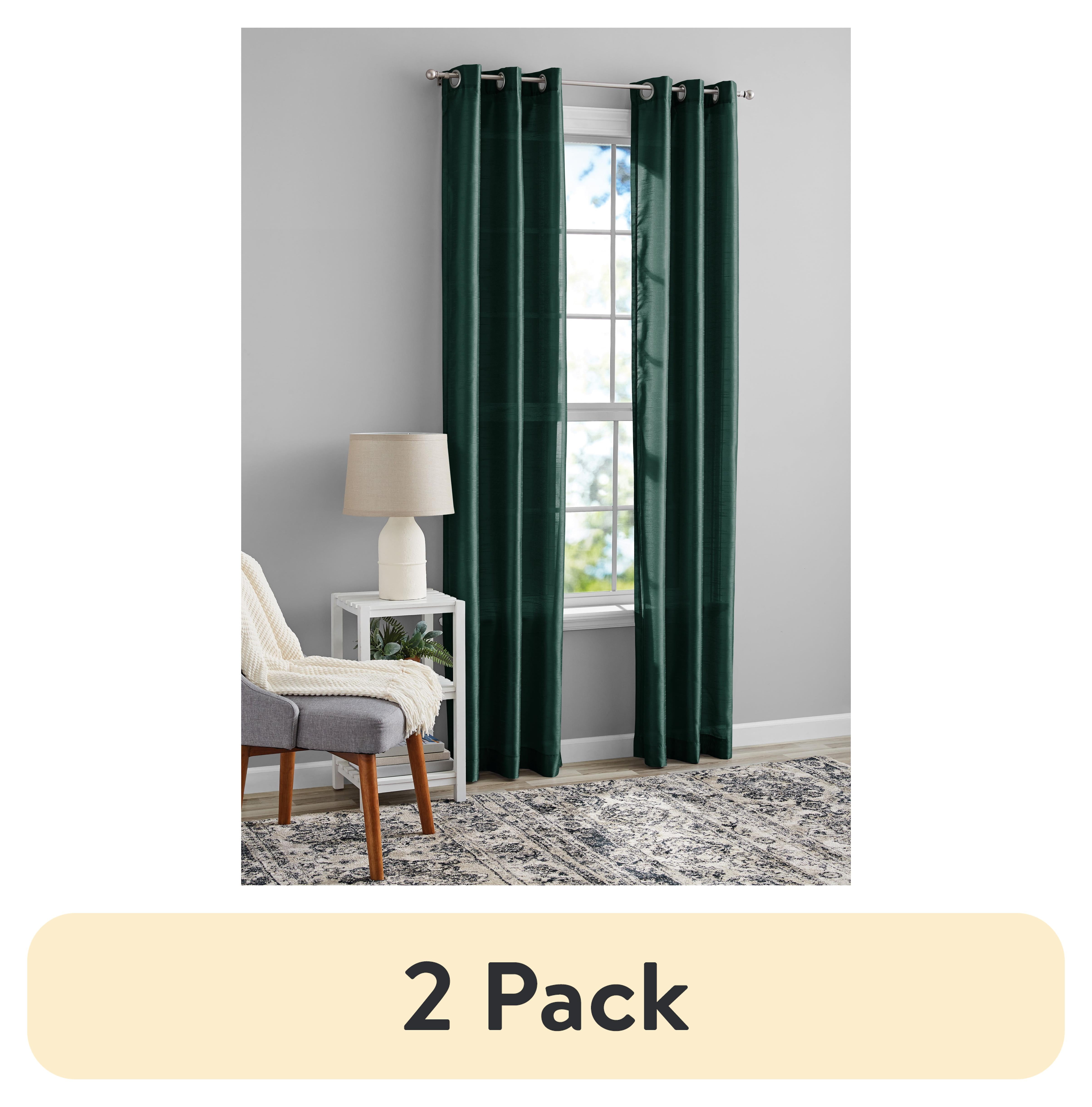 (2 pack) Mainstays Textured Faux Silk Light Filtering Grommet Curtain Panel, Set of 2, Teal, 37” W x 95” L